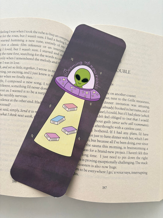 Alien Bookmark, Beaming up my new reads bookmark
