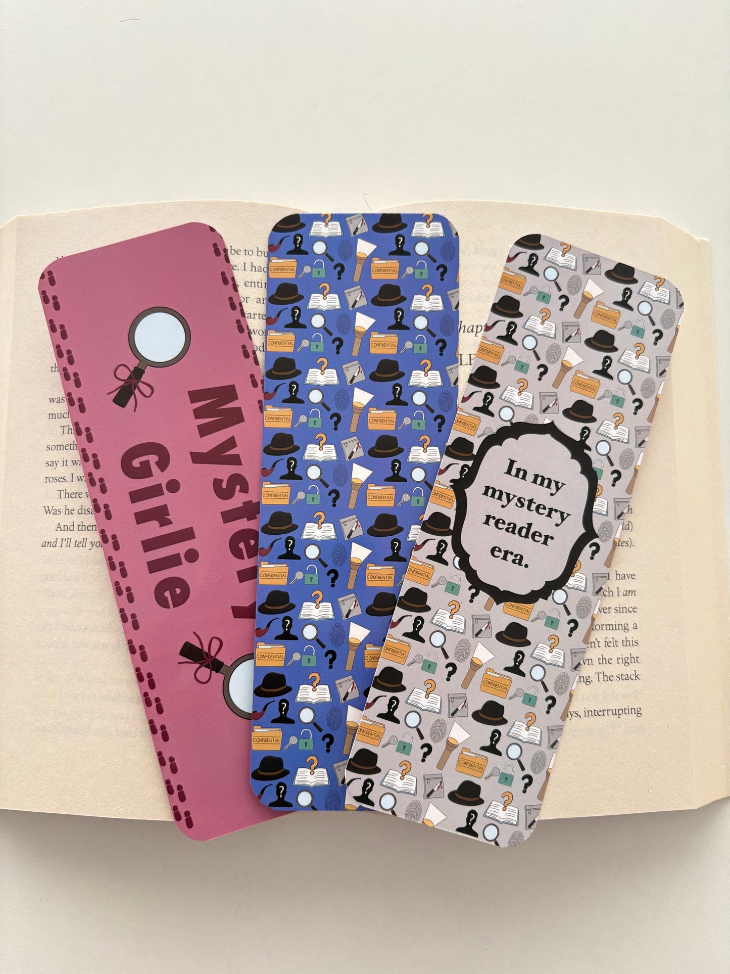 In my mystery reader era bookmark, Mystery girlie bookmark