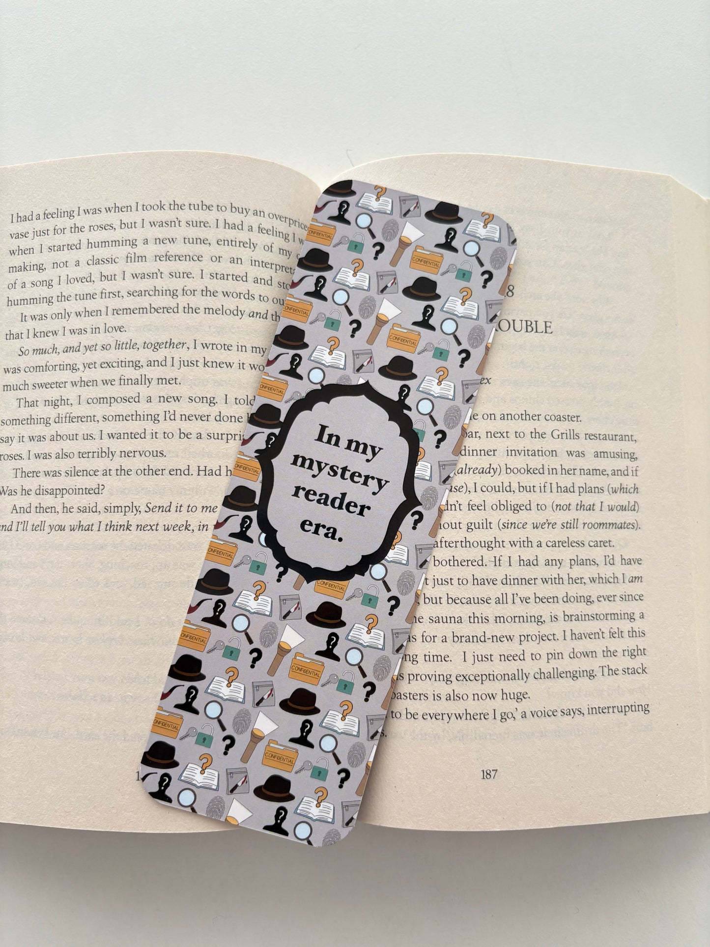 In my mystery reader era bookmark, Mystery girlie bookmark
