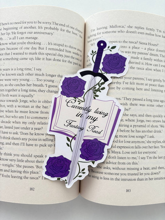 Currently Living In My Fantasy Read Die Cut Bookmark
