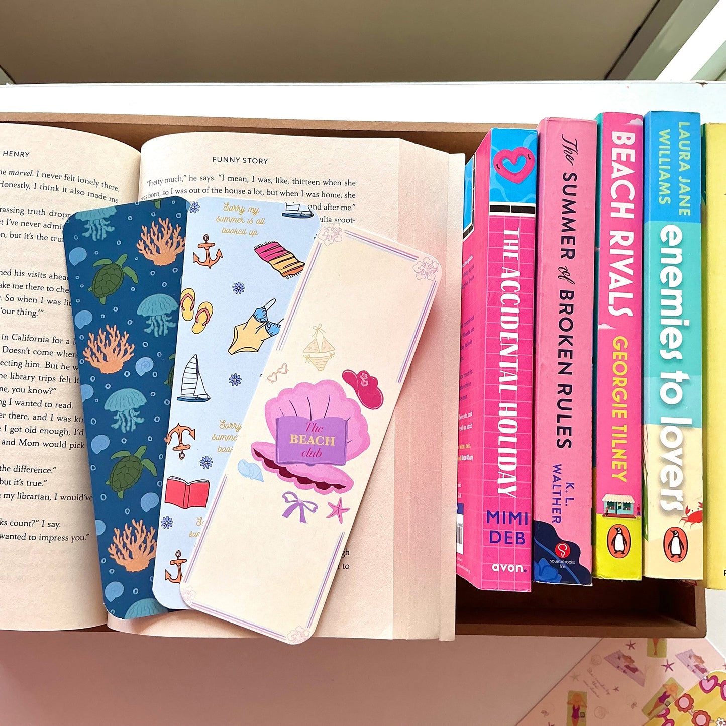 Beach club Bookmark, Summer Pattern Bookmark, Sea Turtle Bookmark