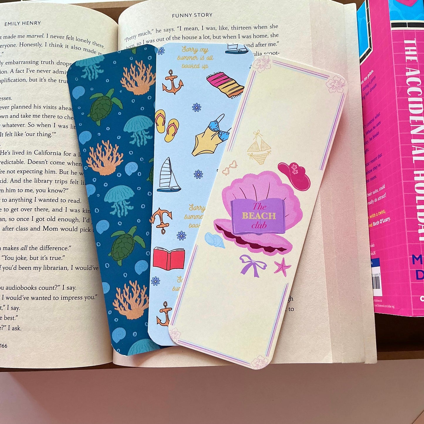 Beach club Bookmark, Summer Pattern Bookmark, Sea Turtle Bookmark
