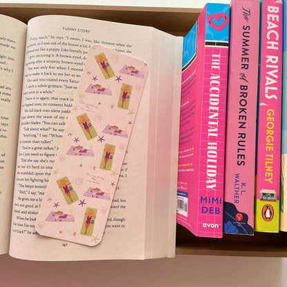 Hibiscus bookmark,she reads by the sea shore bookmark
