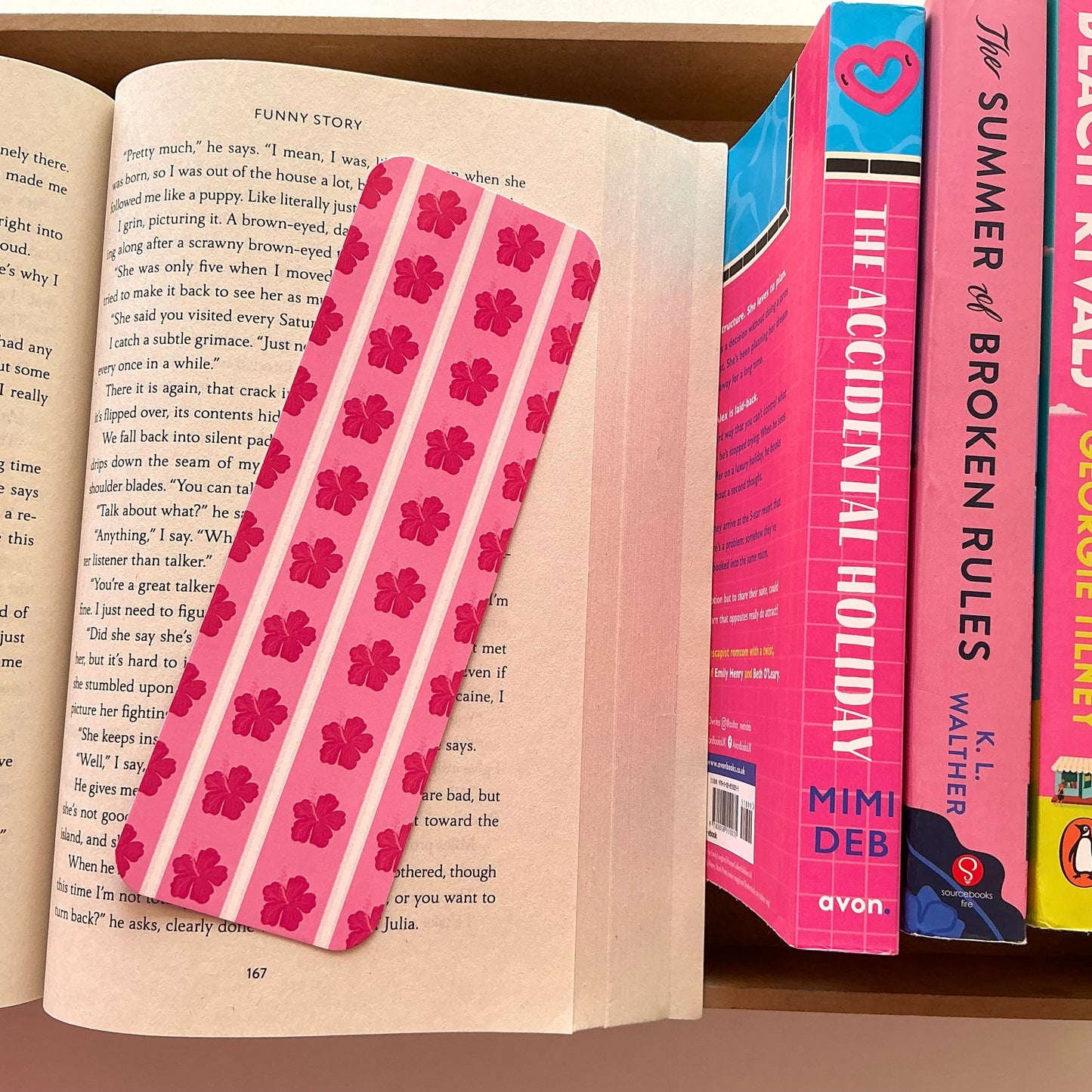 Hibiscus bookmark,she reads by the sea shore bookmark