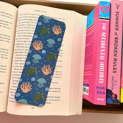 Beach club Bookmark, Summer Pattern Bookmark, Sea Turtle Bookmark
