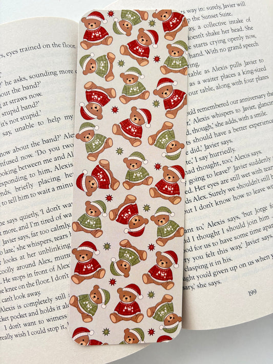 Christmas teddy bear bookmark