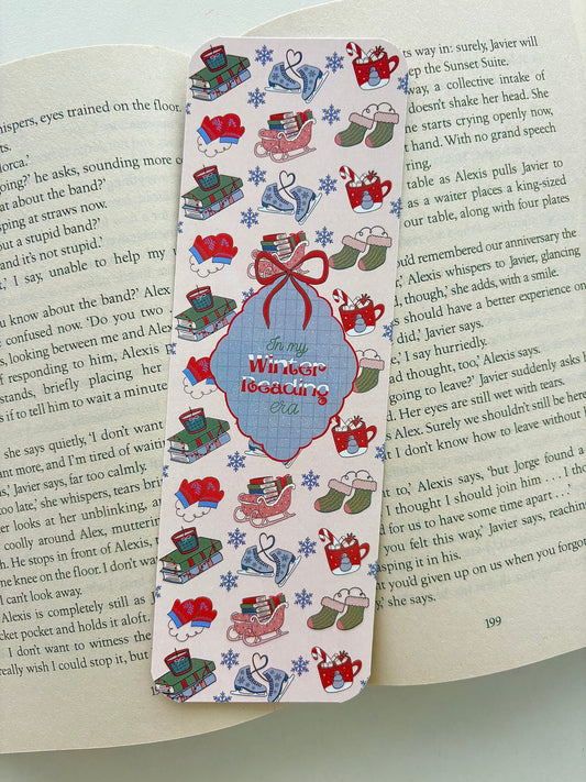 In my winter reading era bookmark, Winter book lover bookmark, Mugs mittens and sweaters bookmark