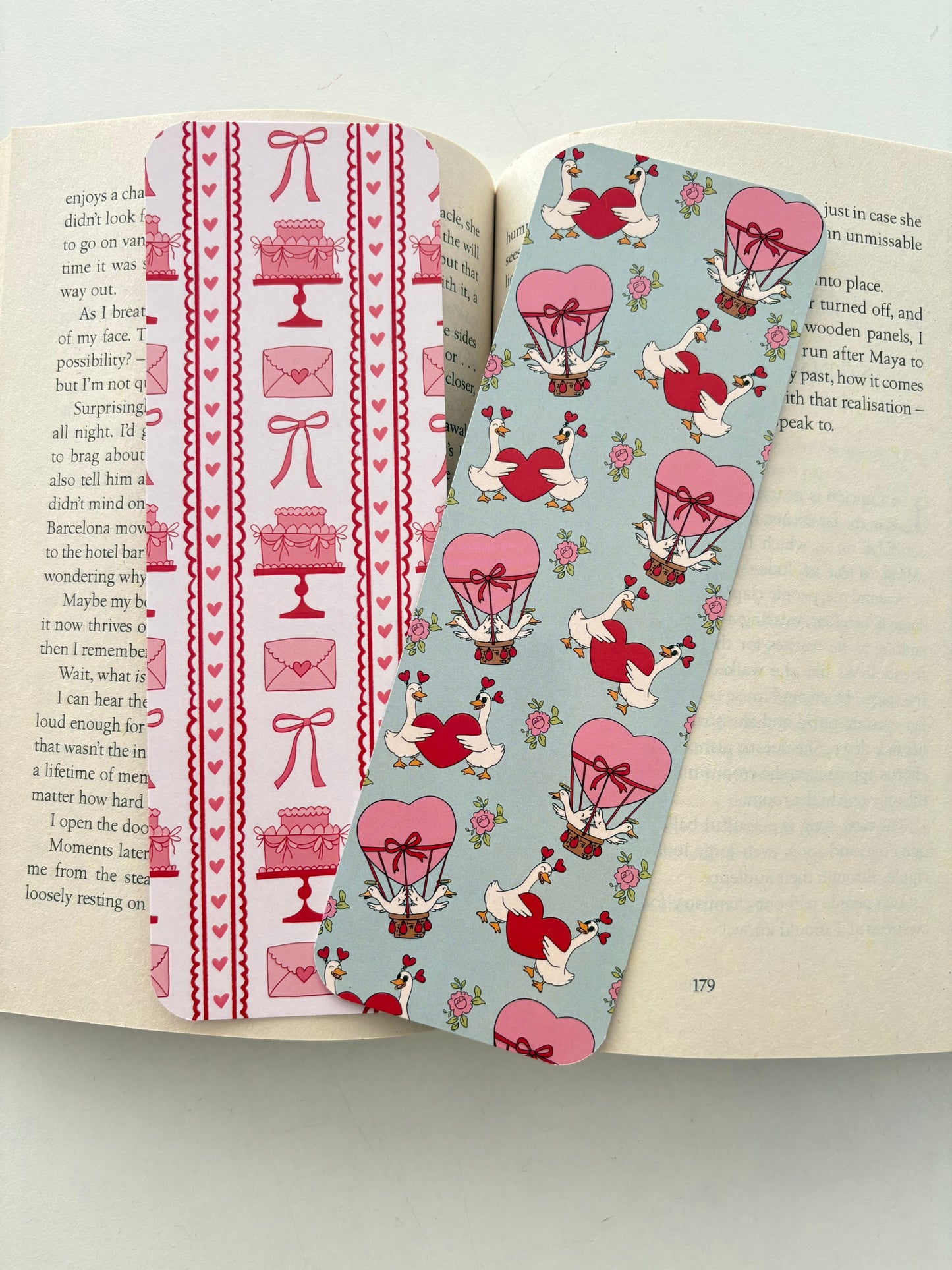 Valentine Silly Goose Bookmark, Valentine Cake Bookmark
