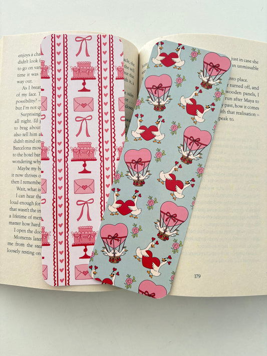 Valentine Silly Goose Bookmark, Valentine Cake Bookmark
