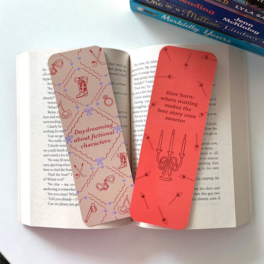 Slow burn bookmark, Daydreaming about fictional characters bookmark