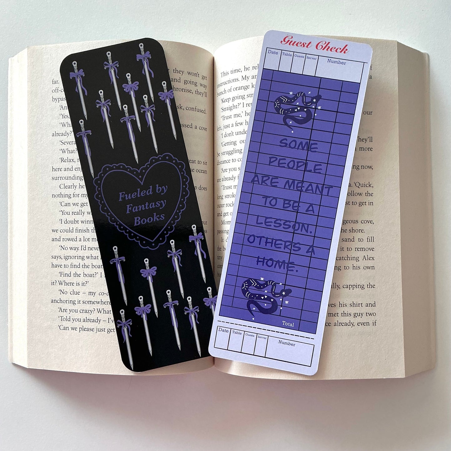 Guest check bookmark, Fueled by fantasy books bookmark