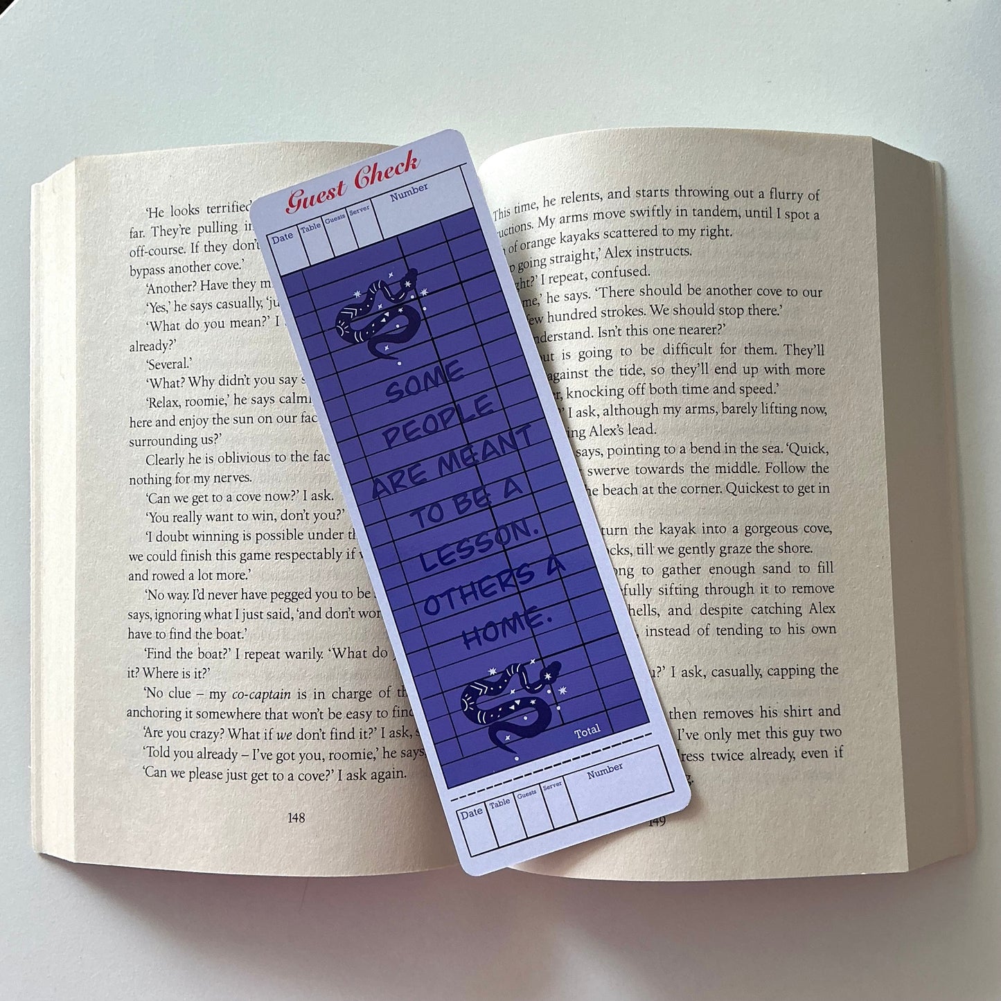 Guest check bookmark, Fueled by fantasy books bookmark