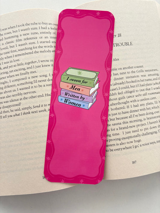 I swoon for men written by women bookmark, Romance is my comfort genre bookmark, Read romance for the butterflies bookmark
