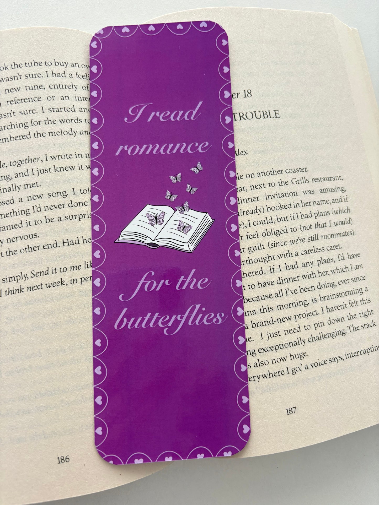 I swoon for men written by women bookmark, Romance is my comfort genre bookmark, Read romance for the butterflies bookmark