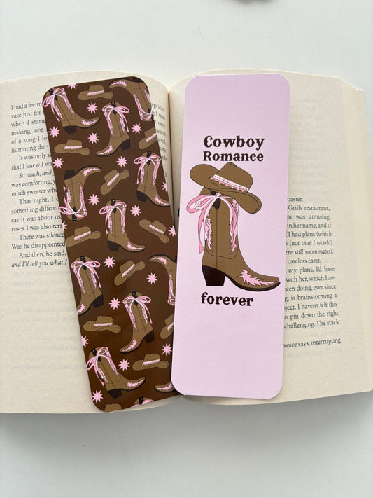 Cowboy romance forever bookmark, Cowboy boots and hat pattern bookmark