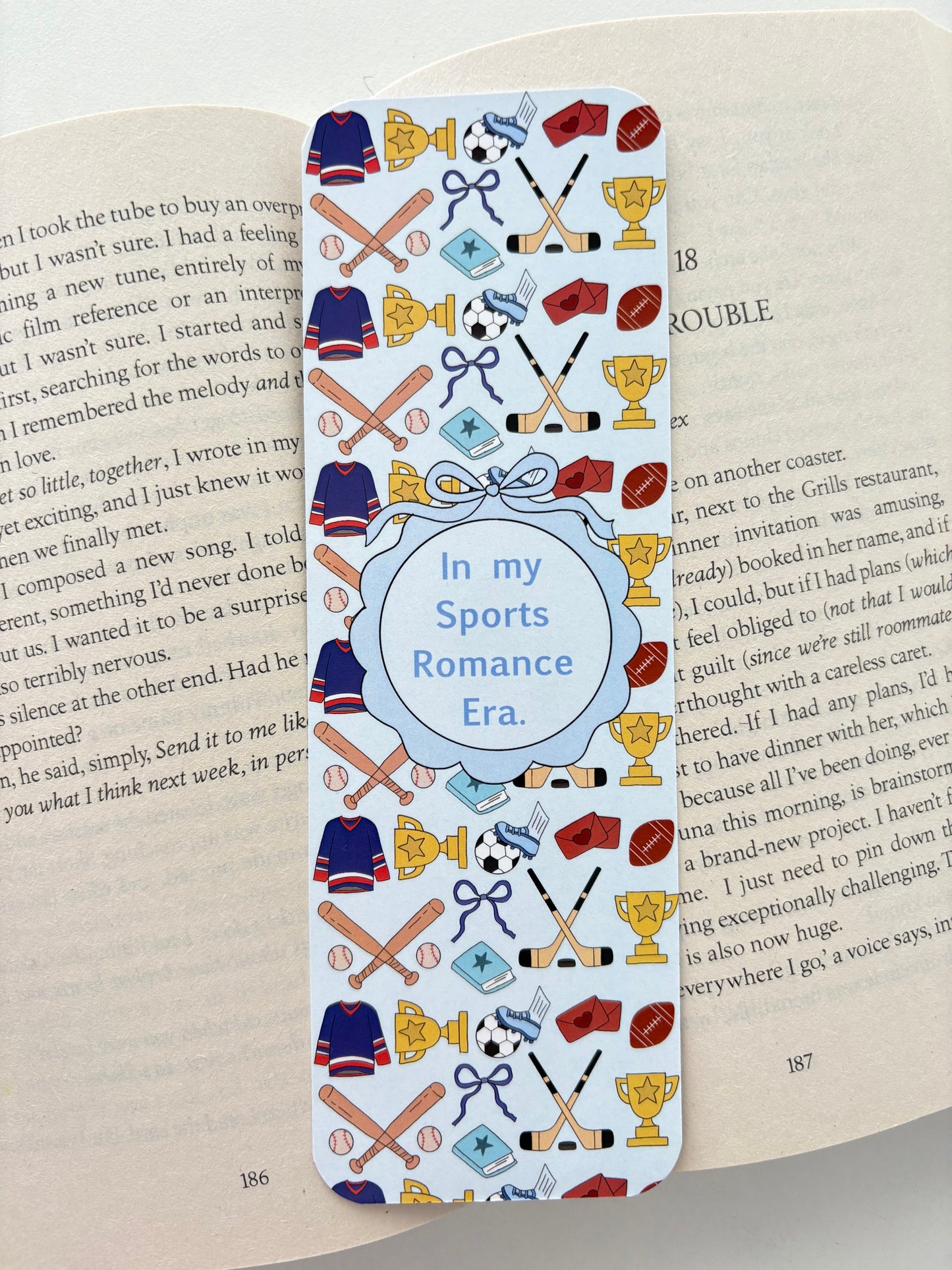 In my sports romance era bookmarks, Pack of 2
