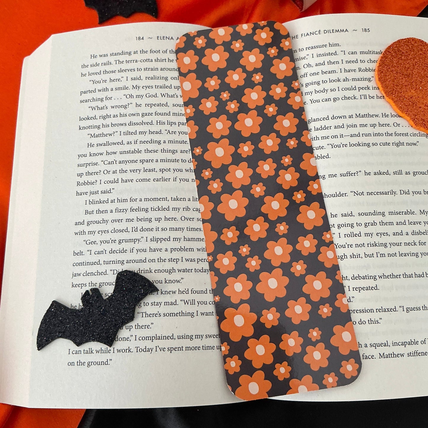 Summerween floral bookmark, Ghost and pumpkin pattern bookmark