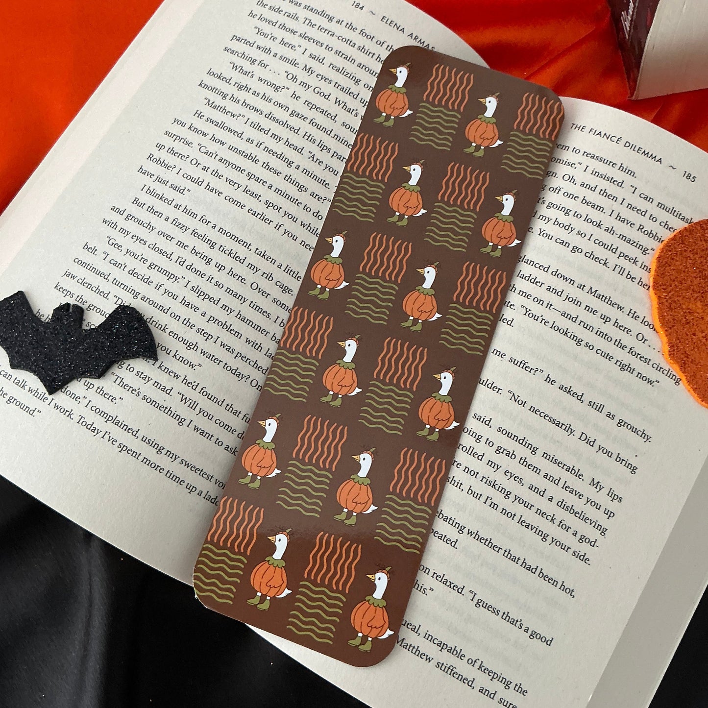Spooky stamps bookmark, Pumpkin goose bookmark