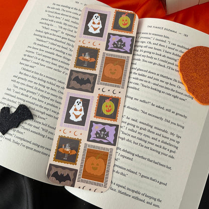 Spooky stamps bookmark, Pumpkin goose bookmark