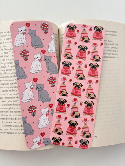 Valentine Dog bookmark, Valentine Cat bookmark