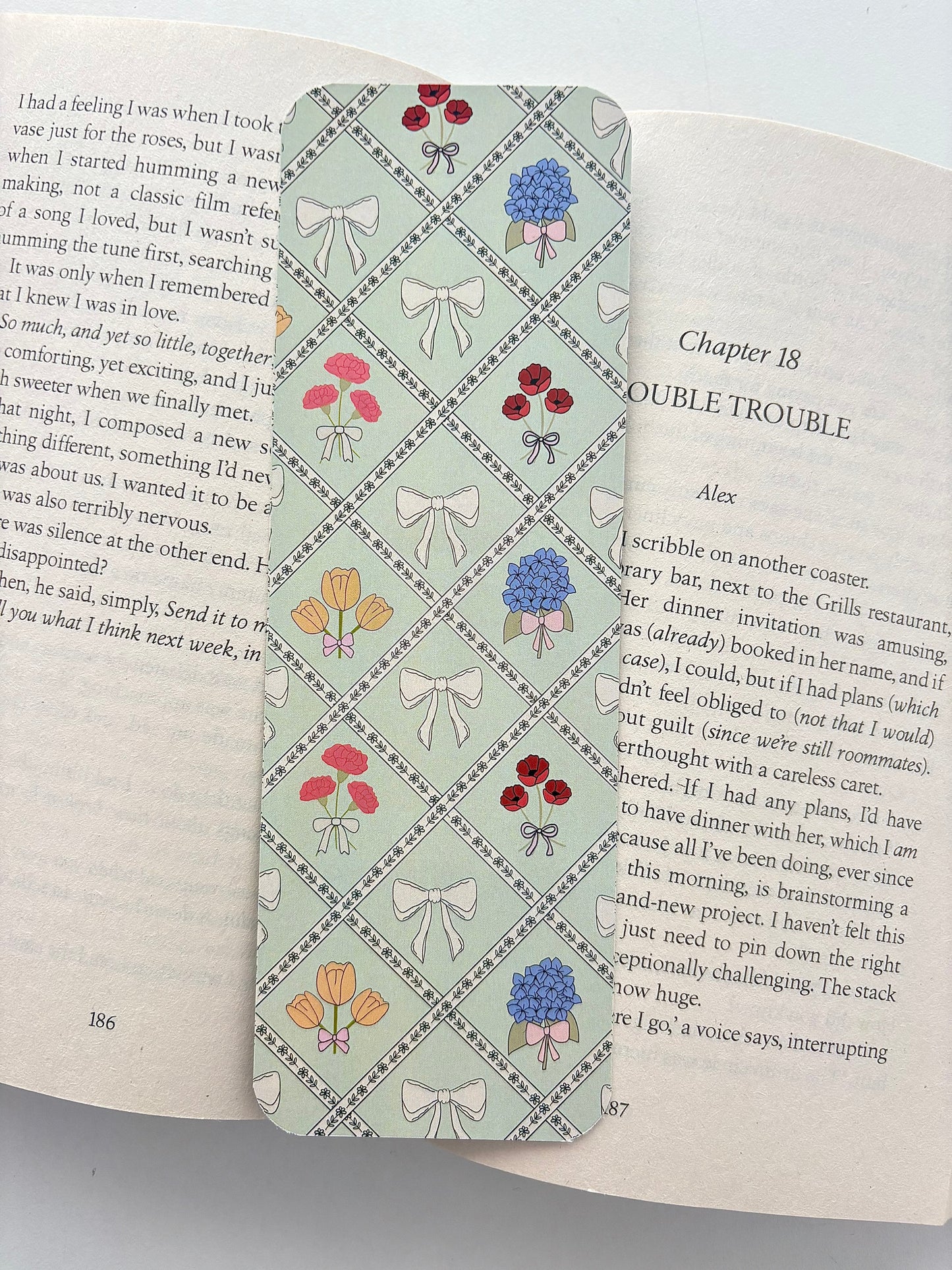 Wildflower pattern bookmark, Flowers & Bows pattern bookmark