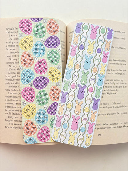 Peeps bookmark, Gingham Easter eggs bookmark