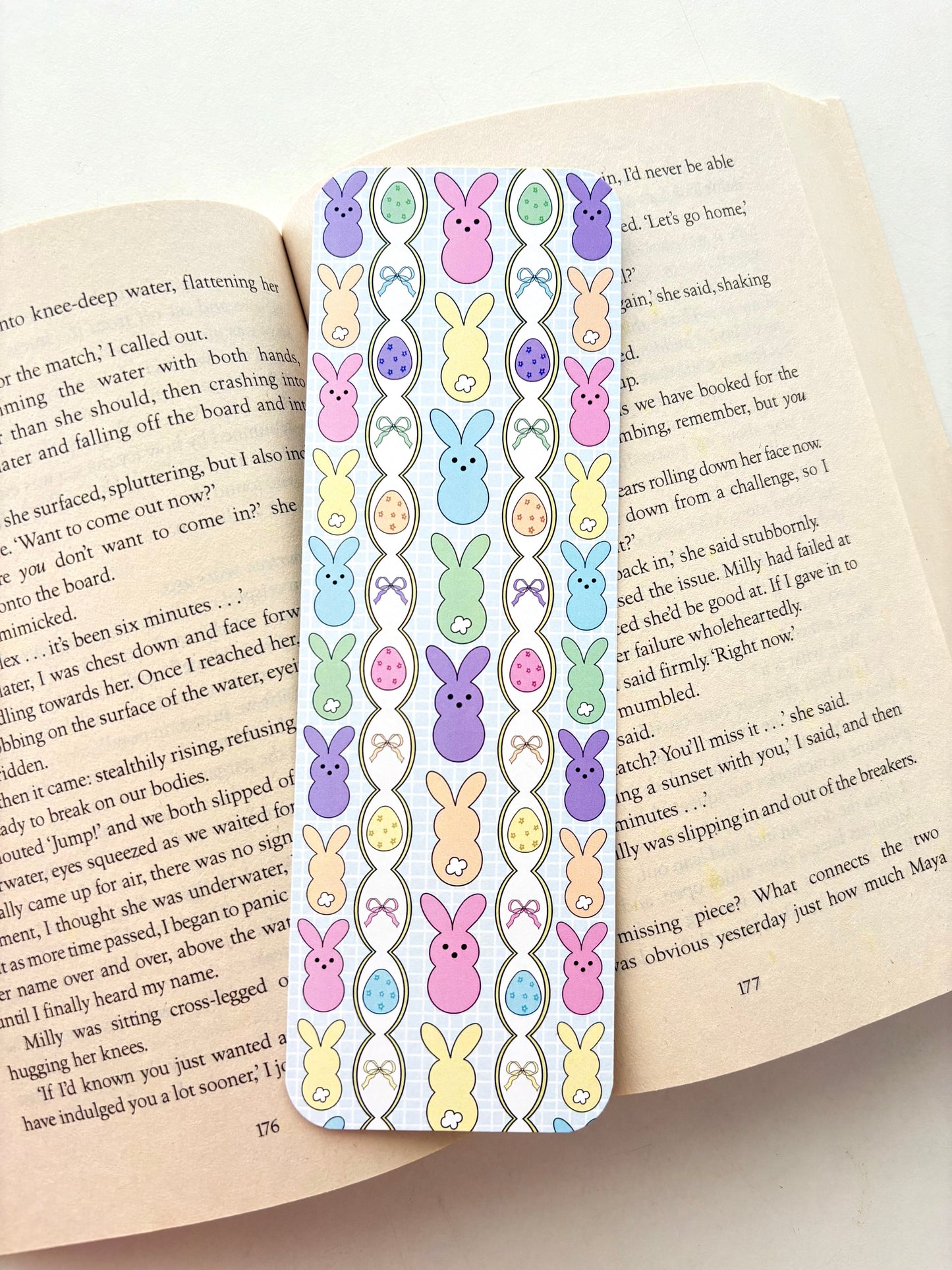 Peeps bookmark, Gingham Easter eggs bookmark