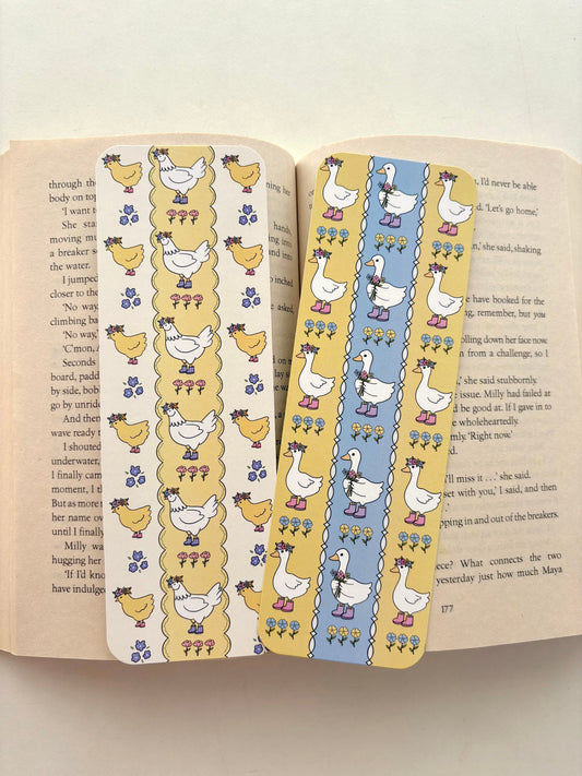 Spring silly goose bookmark, Spring chickens bookmark