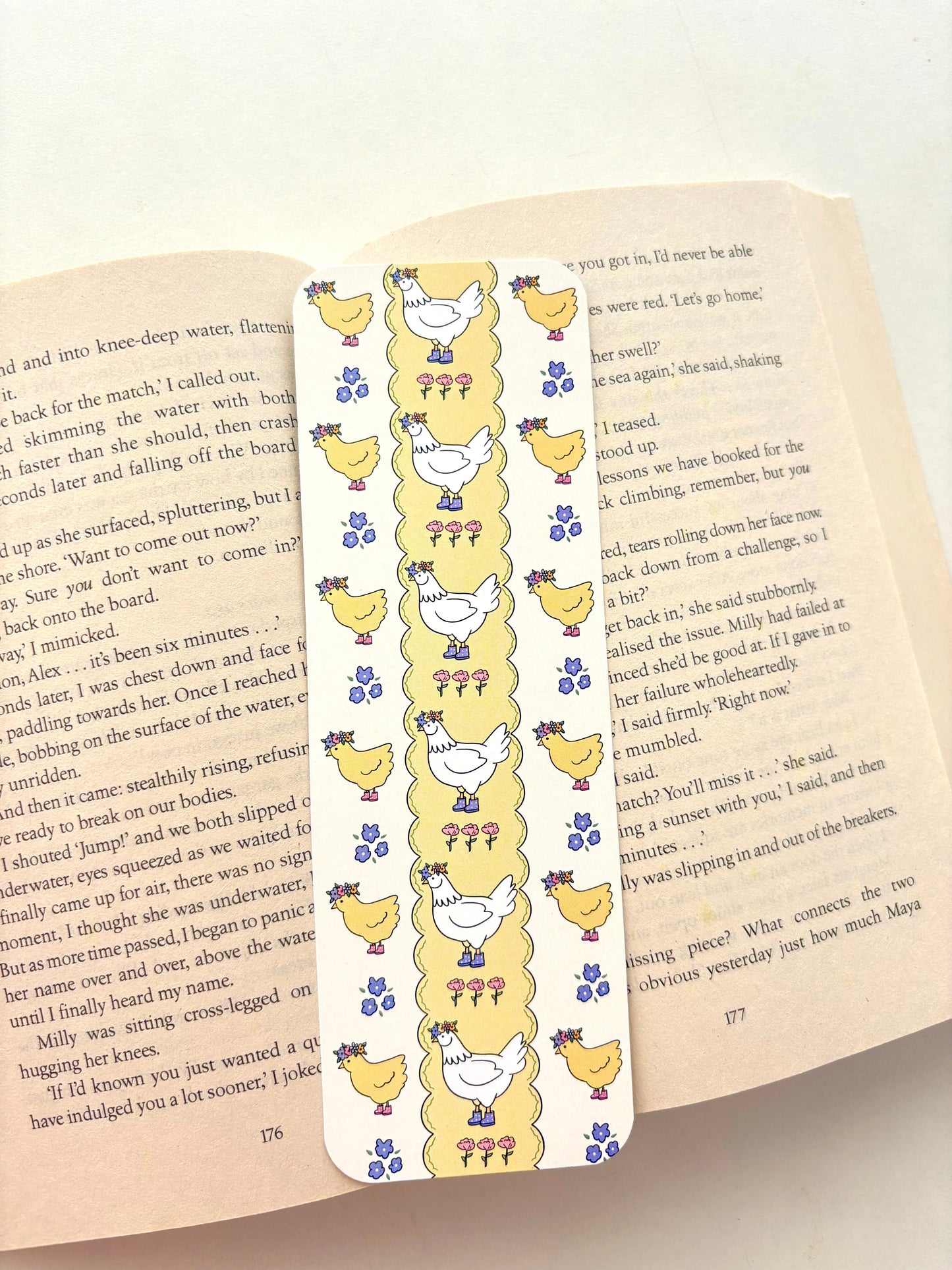 Spring silly goose bookmark, Spring chickens bookmark