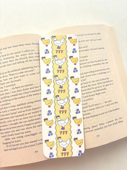 Spring silly goose bookmark, Spring chickens bookmark
