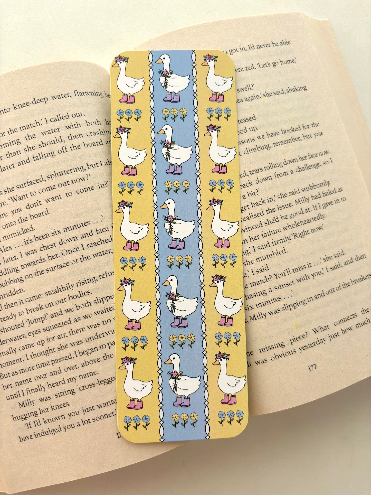 Spring silly goose bookmark, Spring chickens bookmark