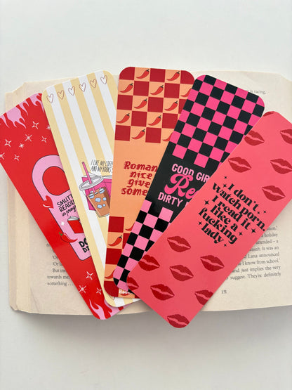 I don’t watch bookmark, Good girls read bookmark, Give me some spice bookmark, i like my coffee icy bookmark, Smutty reading in progress bookmark